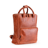 The Bolton Leather Backpack – Tan Brown by Vintage Leather Sydney features a large front zipper pocket, two top handles, and adjustable shoulder straps—ideal for stylish commuters or travelers seeking fashion and function.