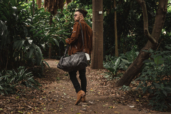 mens leather duffle bag