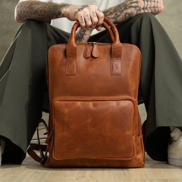 australian leather backpacks Small Backpack Made In Australia Cowhide & Kangaroo The Real McCaul Leathergoods the Kobuk Leather Backpack is the ultimate pack for work Clayton Vintage Crazy Horse Leather