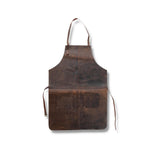 The Leather Apron Jackson by Vintage Leather Sydney is a brown full-grain leather apron with adjustable neck and waist straps and two front pockets, shown on a white background.