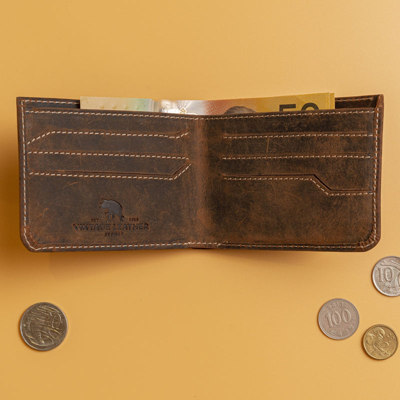 Mens Slim Leather Wallet From Vintage Leather Sydney 