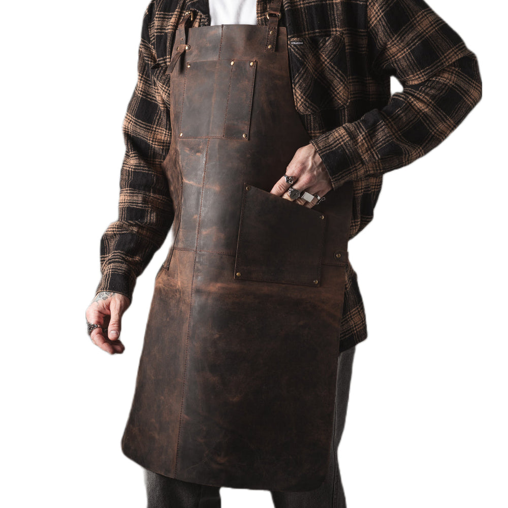 Leather Apron: Leather Full Apron for Cooking, Crafting, Gardening