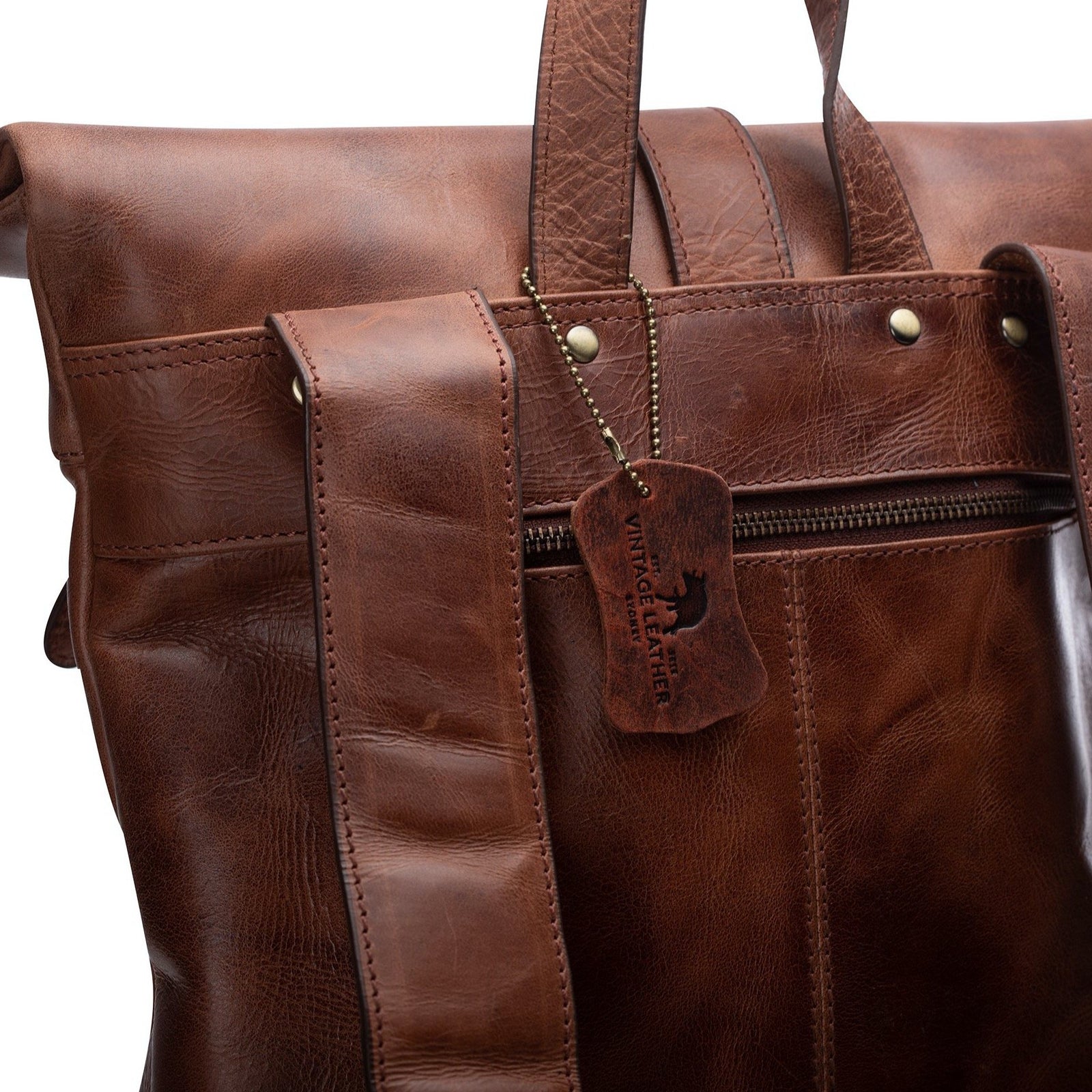 A4 leather backpack top