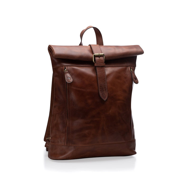 Leather Rolled Backpack - Huston By Vintage Leather Sydney 