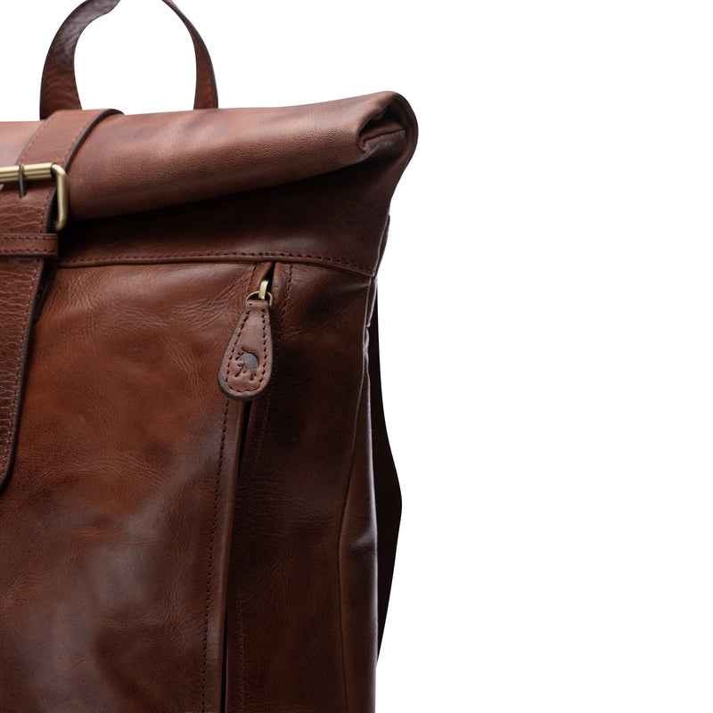 Leather Rolled Backpack - Huston By Vintage Leather Sydney 