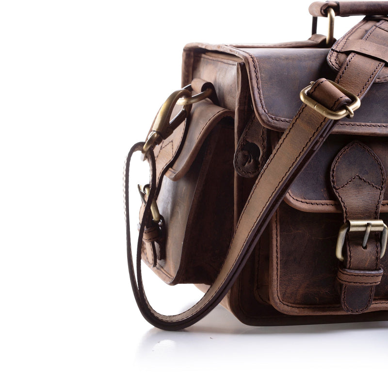 Leather camera bag by vintage leather Sydney 